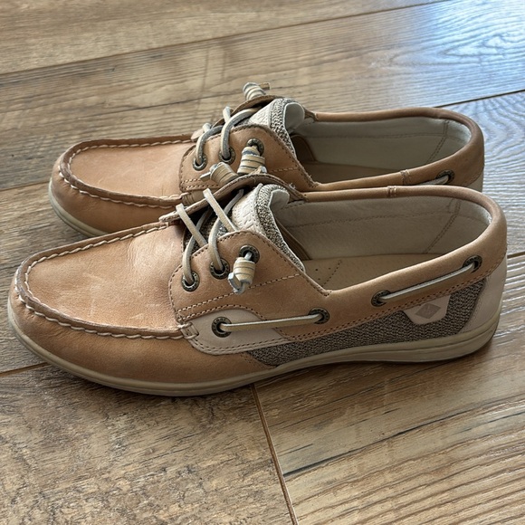 Women's Sperry SONGFISH Linen Oat Boat Shoes Leather #STS95588 Size 8.5 - Picture 3 of 6